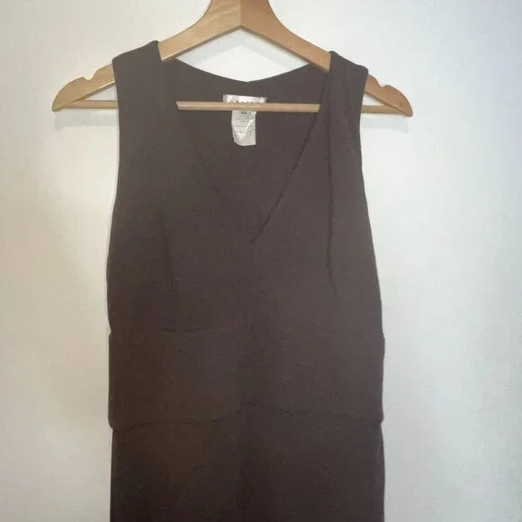 Celine Womens Brown Sleeveless V-Neck Mini Dress Size 44 - Picture 3 of 11